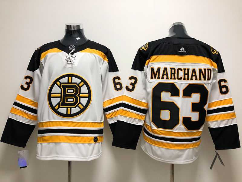 Boston Bruins 63 Brad Marchand White Adidas Stitched Jersey